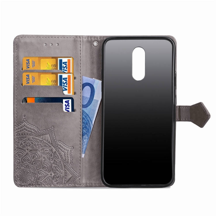 For LG Q7 (2018) Halfway Mandala Embossing Pattern Horizontal Flip Leather Case with Holder & Card Slots & Wallet & Lanyard
