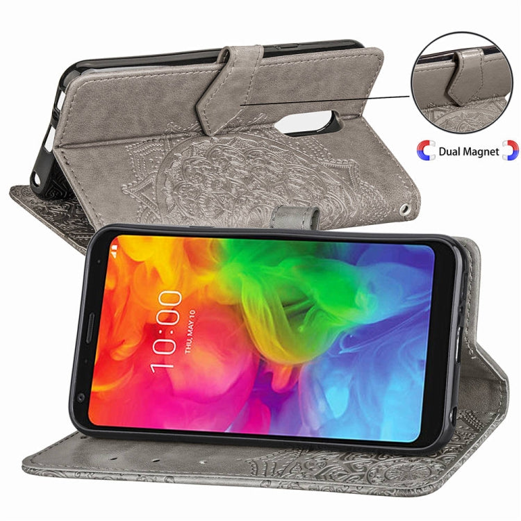 For LG Q7 (2018) Halfway Mandala Embossing Pattern Horizontal Flip Leather Case with Holder & Card Slots & Wallet & Lanyard