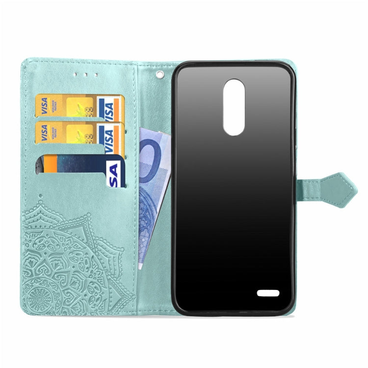 For LG K8 (2018) Halfway Mandala Embossing Pattern Horizontal Flip Leather Case with Holder & Card Slots & Wallet & Lanyard