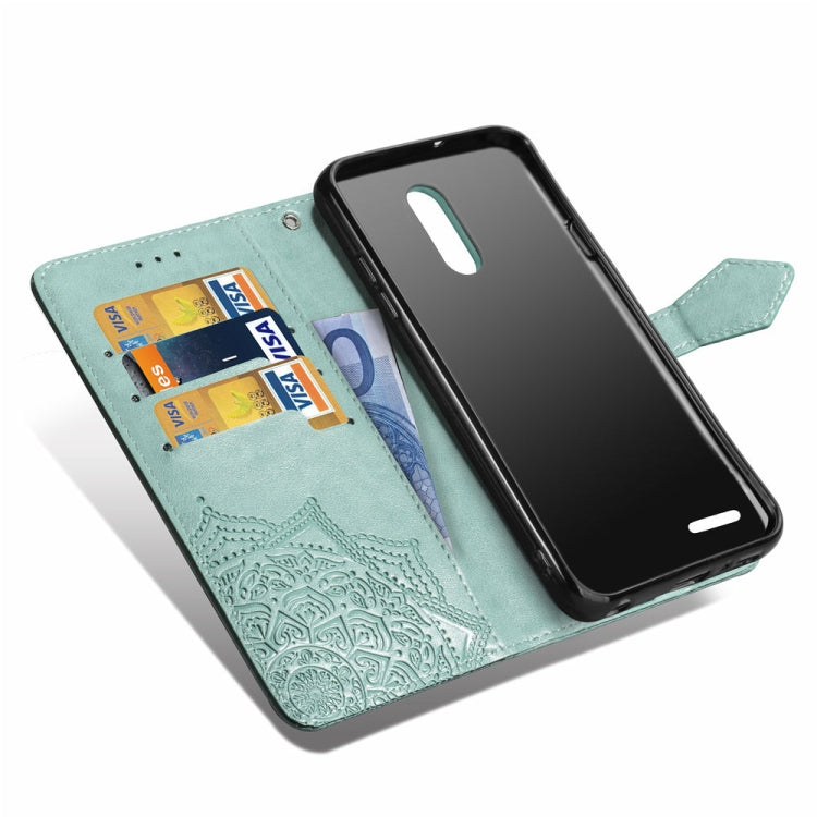 For LG K8 (2018) Halfway Mandala Embossing Pattern Horizontal Flip Leather Case with Holder & Card Slots & Wallet & Lanyard