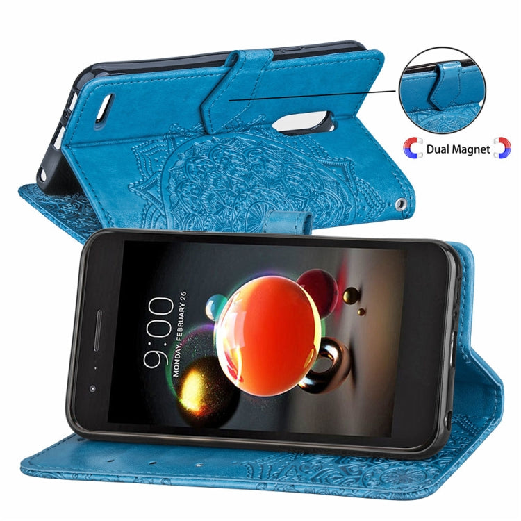 For LG K8 (2018) Halfway Mandala Embossing Pattern Horizontal Flip Leather Case with Holder & Card Slots & Wallet & Lanyard