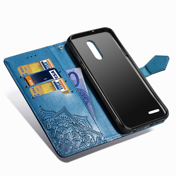 For LG K8 (2018) Halfway Mandala Embossing Pattern Horizontal Flip Leather Case with Holder & Card Slots & Wallet & Lanyard