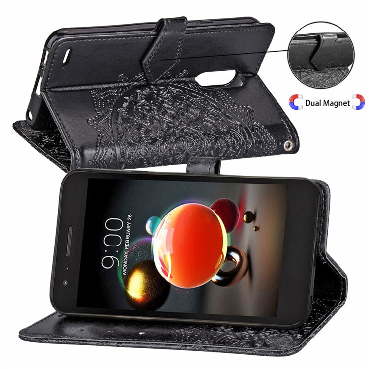 For LG K8 (2018) Halfway Mandala Embossing Pattern Horizontal Flip Leather Case with Holder & Card Slots & Wallet & Lanyard