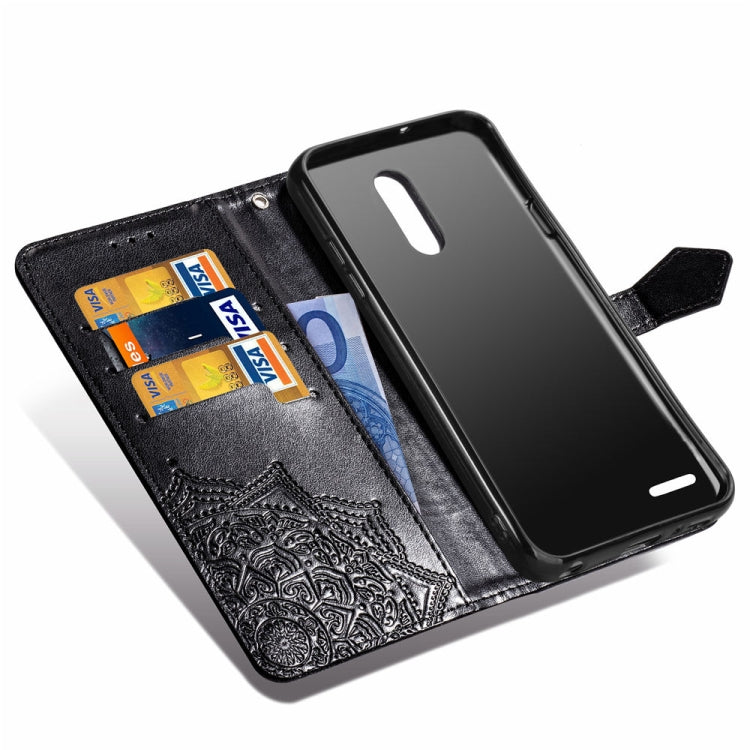 For LG K8 (2018) Halfway Mandala Embossing Pattern Horizontal Flip Leather Case with Holder & Card Slots & Wallet & Lanyard