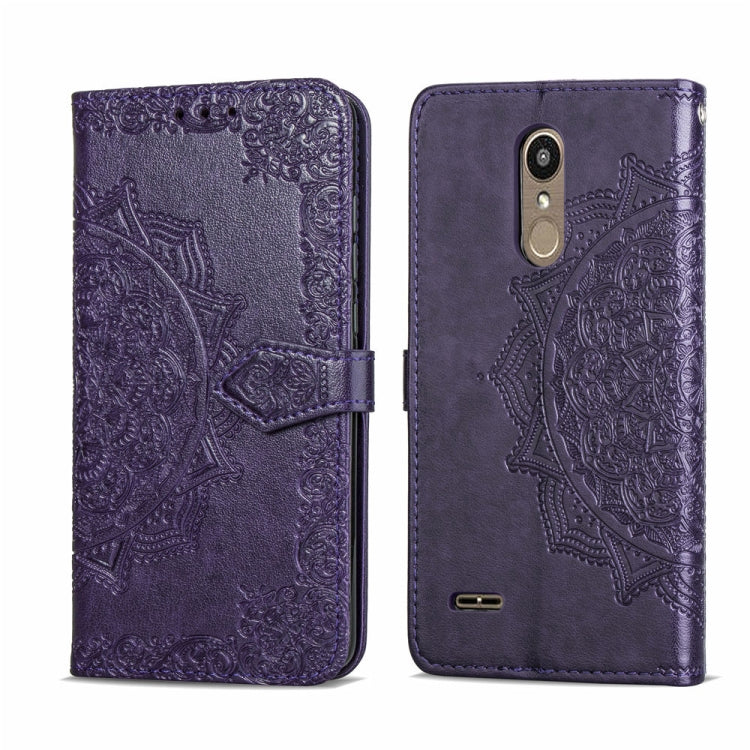 For LG K8 (2018) Halfway Mandala Embossing Pattern Horizontal Flip Leather Case with Holder & Card Slots & Wallet & Lanyard