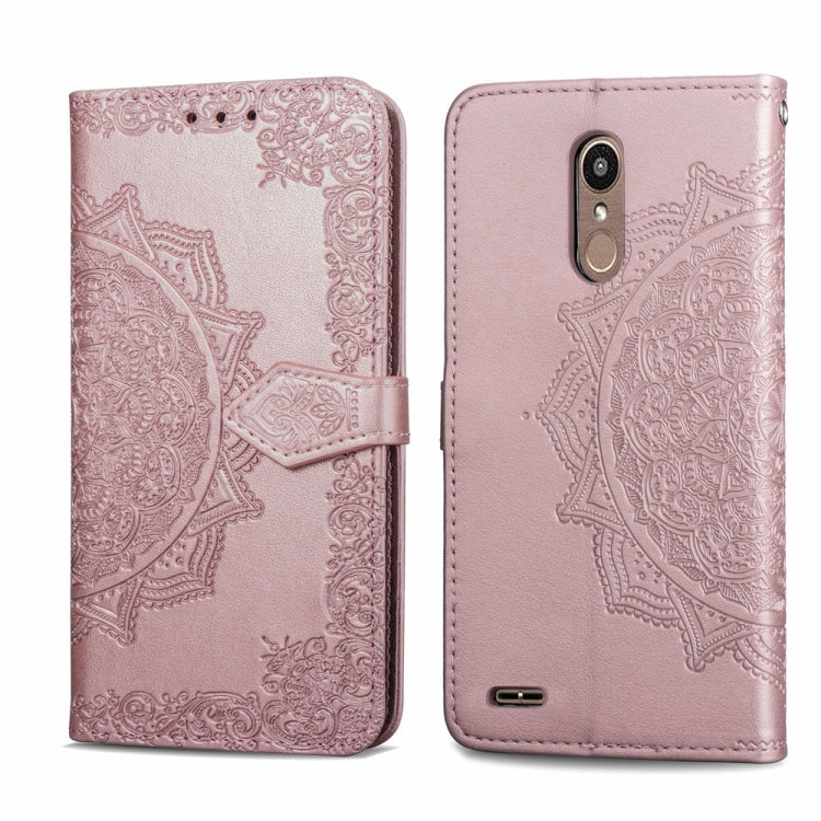 For LG K8 (2018) Halfway Mandala Embossing Pattern Horizontal Flip Leather Case with Holder & Card Slots & Wallet & Lanyard