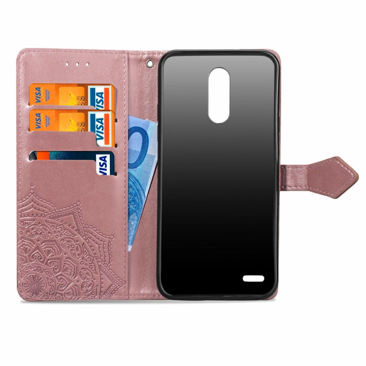 For LG K8 (2018) Halfway Mandala Embossing Pattern Horizontal Flip Leather Case with Holder & Card Slots & Wallet & Lanyard