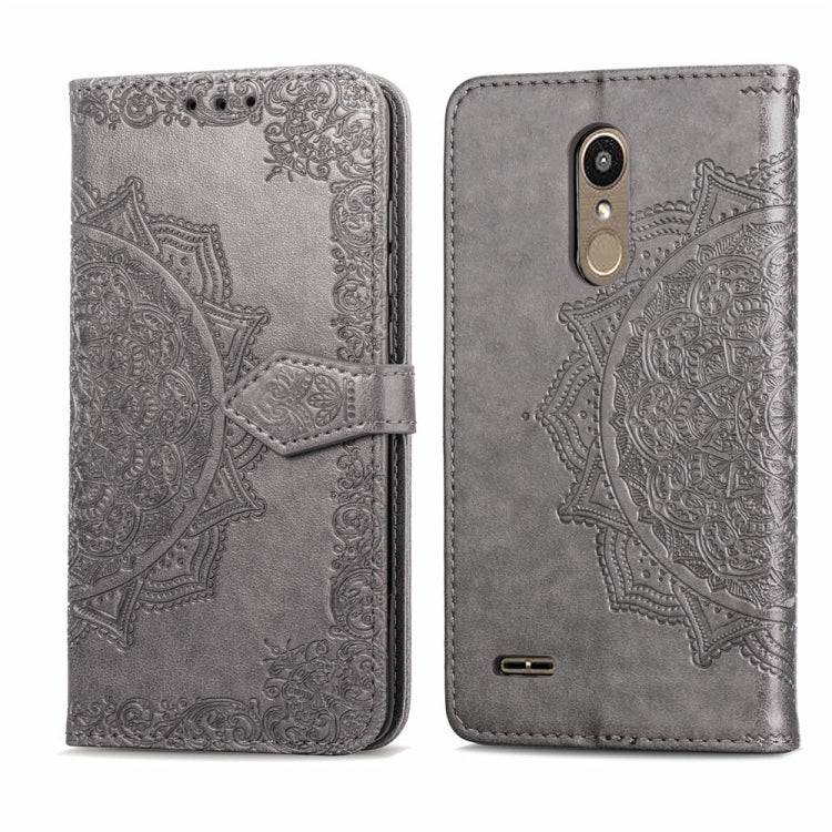 For LG K8 (2018) Halfway Mandala Embossing Pattern Horizontal Flip Leather Case with Holder & Card Slots & Wallet & Lanyard