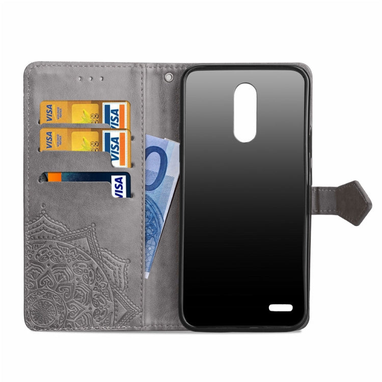 For LG K8 (2018) Halfway Mandala Embossing Pattern Horizontal Flip Leather Case with Holder & Card Slots & Wallet & Lanyard