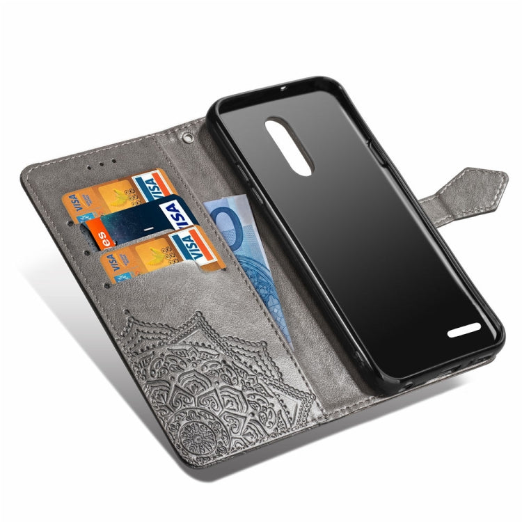 For LG K8 (2018) Halfway Mandala Embossing Pattern Horizontal Flip Leather Case with Holder & Card Slots & Wallet & Lanyard