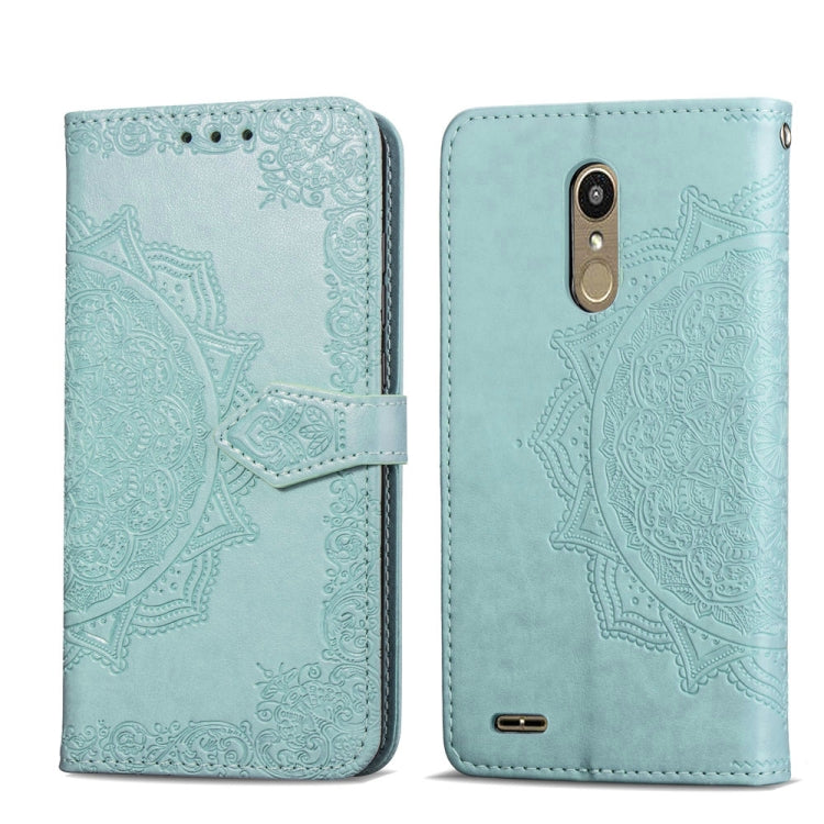 For LG K10 (2018) Halfway Mandala Embossing Pattern Horizontal Flip Leather Case with Holder & Card Slots & Wallet & Lanyard