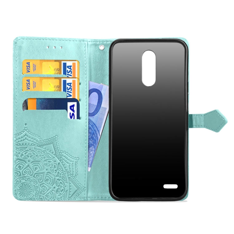 For LG K10 (2018) Halfway Mandala Embossing Pattern Horizontal Flip Leather Case with Holder & Card Slots & Wallet & Lanyard