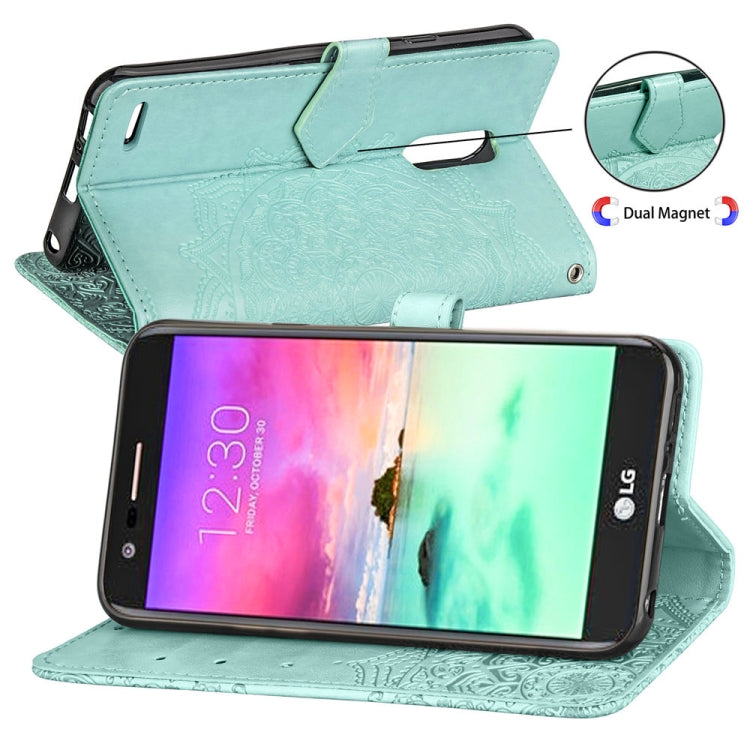 For LG K10 (2018) Halfway Mandala Embossing Pattern Horizontal Flip Leather Case with Holder & Card Slots & Wallet & Lanyard