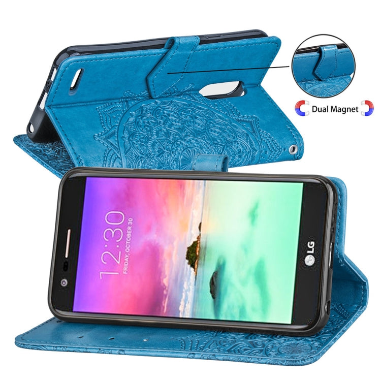 For LG K10 (2018) Halfway Mandala Embossing Pattern Horizontal Flip Leather Case with Holder & Card Slots & Wallet & Lanyard