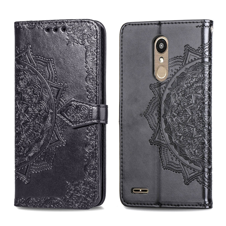 For LG K10 (2018) Halfway Mandala Embossing Pattern Horizontal Flip Leather Case with Holder & Card Slots & Wallet & Lanyard