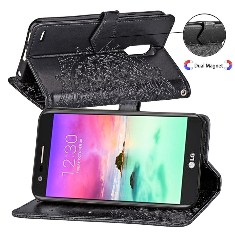 For LG K10 (2018) Halfway Mandala Embossing Pattern Horizontal Flip Leather Case with Holder & Card Slots & Wallet & Lanyard