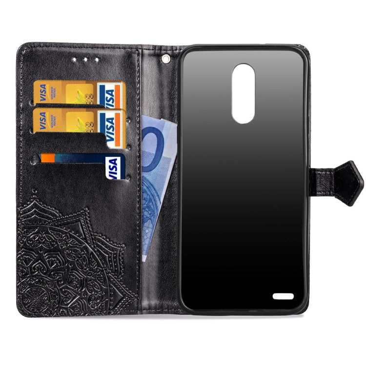For LG K10 (2018) Halfway Mandala Embossing Pattern Horizontal Flip Leather Case with Holder & Card Slots & Wallet & Lanyard