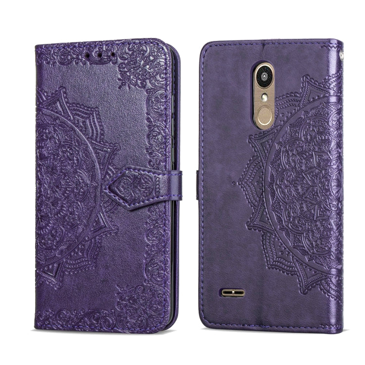 For LG K10 (2018) Halfway Mandala Embossing Pattern Horizontal Flip Leather Case with Holder & Card Slots & Wallet & Lanyard