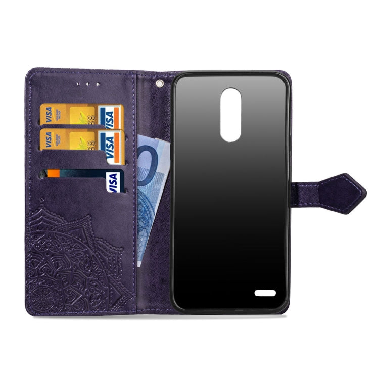 For LG K10 (2018) Halfway Mandala Embossing Pattern Horizontal Flip Leather Case with Holder & Card Slots & Wallet & Lanyard