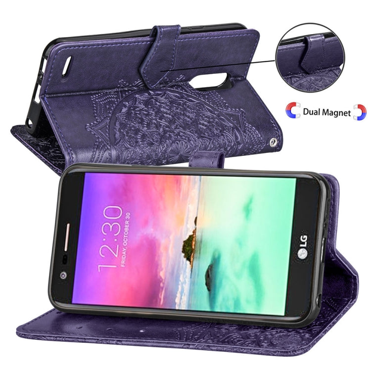 For LG K10 (2018) Halfway Mandala Embossing Pattern Horizontal Flip Leather Case with Holder & Card Slots & Wallet & Lanyard