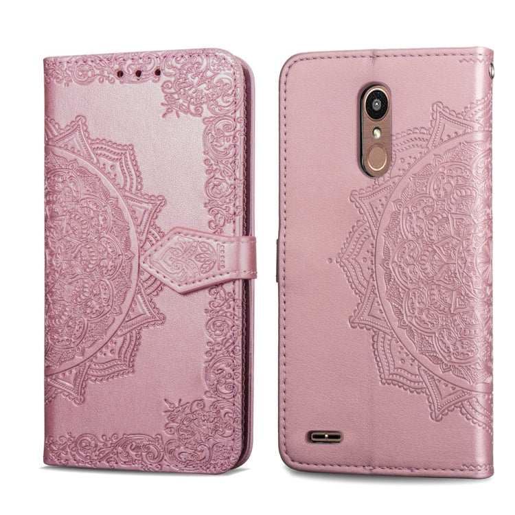 For LG K10 (2018) Halfway Mandala Embossing Pattern Horizontal Flip Leather Case with Holder & Card Slots & Wallet & Lanyard
