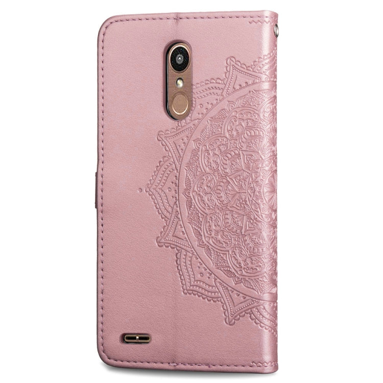 For LG K10 (2018) Halfway Mandala Embossing Pattern Horizontal Flip Leather Case with Holder & Card Slots & Wallet & Lanyard