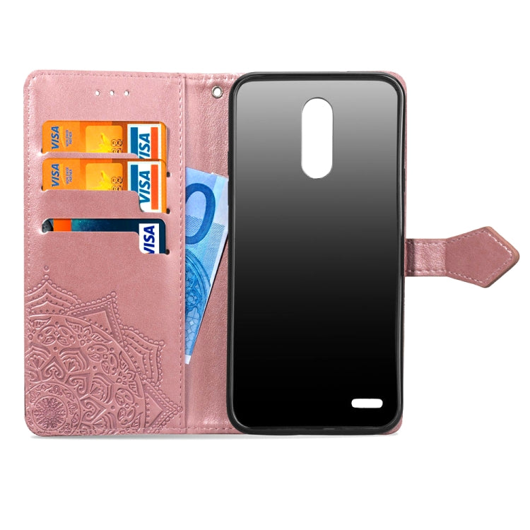 For LG K10 (2018) Halfway Mandala Embossing Pattern Horizontal Flip Leather Case with Holder & Card Slots & Wallet & Lanyard
