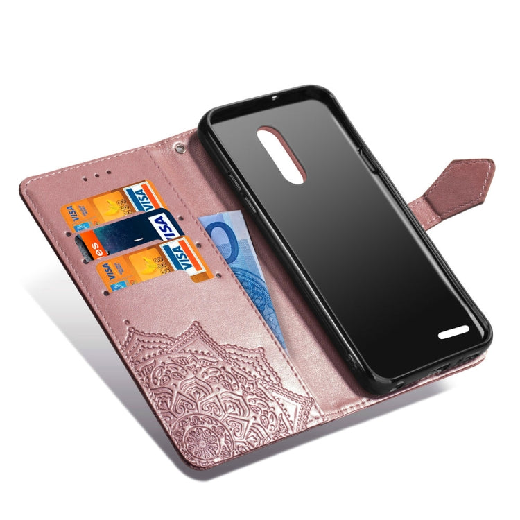 For LG K10 (2018) Halfway Mandala Embossing Pattern Horizontal Flip Leather Case with Holder & Card Slots & Wallet & Lanyard