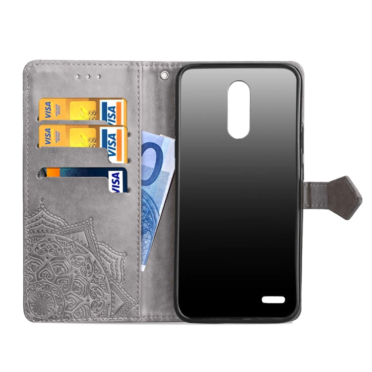For LG K10 (2018) Halfway Mandala Embossing Pattern Horizontal Flip Leather Case with Holder & Card Slots & Wallet & Lanyard