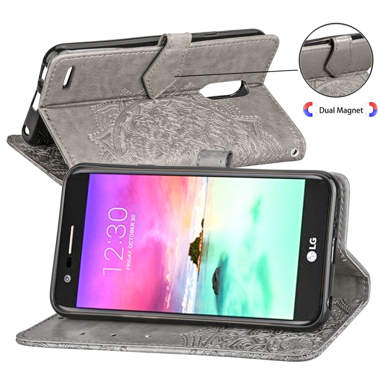 For LG K10 (2018) Halfway Mandala Embossing Pattern Horizontal Flip Leather Case with Holder & Card Slots & Wallet & Lanyard