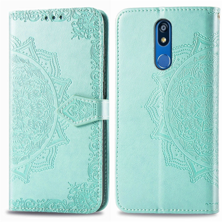 For LG K40 Halfway Mandala Embossing Pattern Horizontal Flip Leather Case with Holder & Card Slots & Wallet & Lanyard