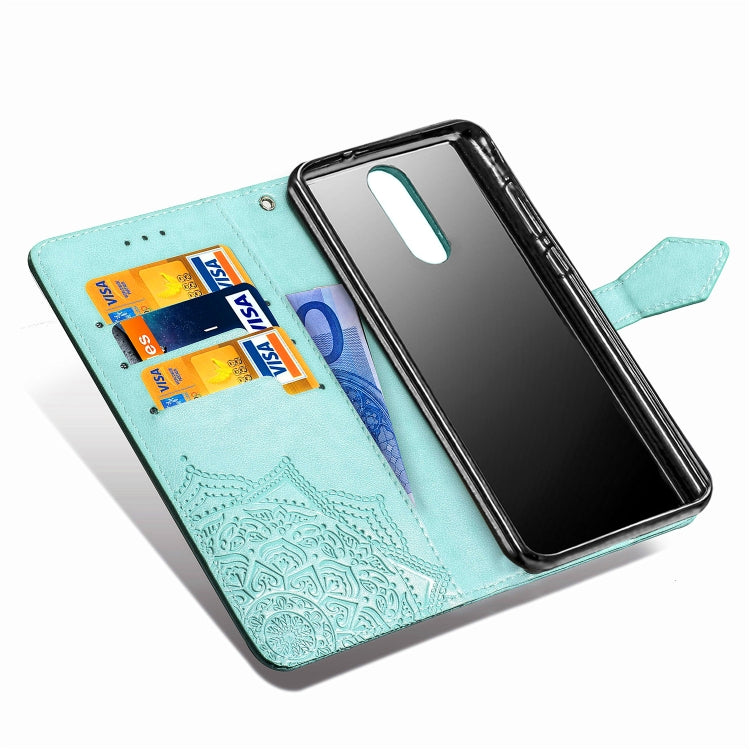 For LG K40 Halfway Mandala Embossing Pattern Horizontal Flip Leather Case with Holder & Card Slots & Wallet & Lanyard
