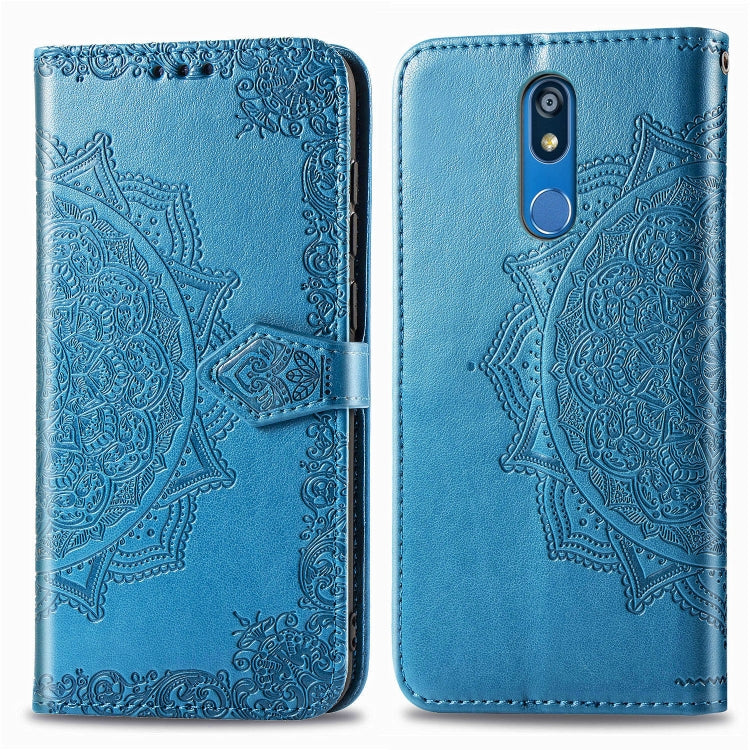 For LG K40 Halfway Mandala Embossing Pattern Horizontal Flip Leather Case with Holder & Card Slots & Wallet & Lanyard