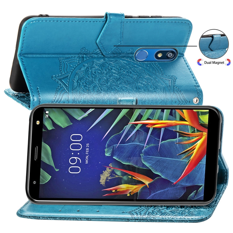 For LG K40 Halfway Mandala Embossing Pattern Horizontal Flip Leather Case with Holder & Card Slots & Wallet & Lanyard