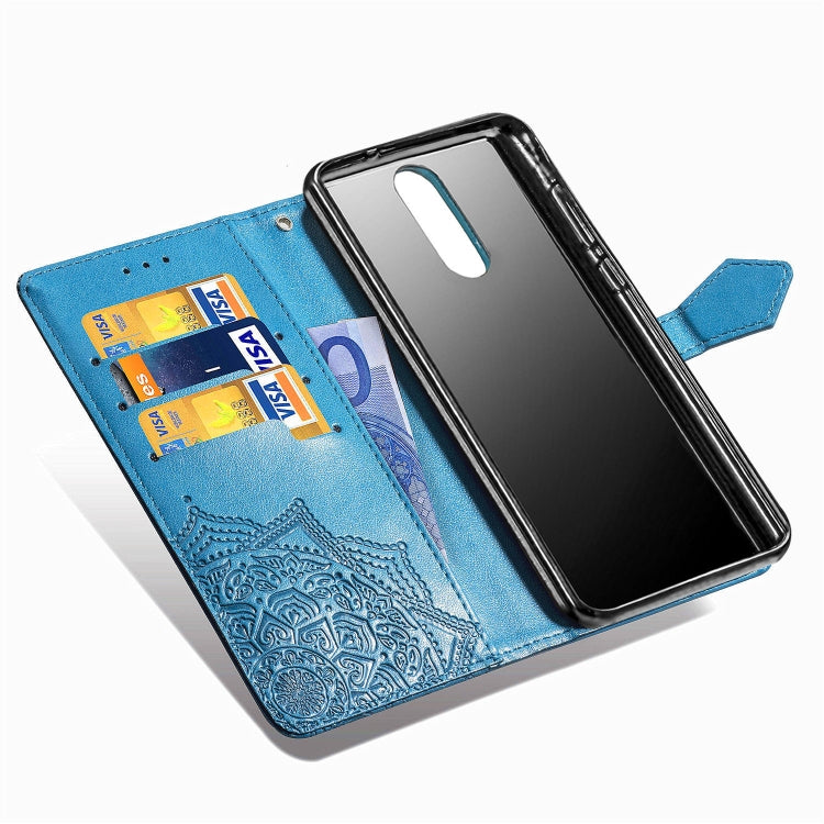 For LG K40 Halfway Mandala Embossing Pattern Horizontal Flip Leather Case with Holder & Card Slots & Wallet & Lanyard