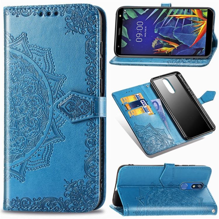 For LG K40 Halfway Mandala Embossing Pattern Horizontal Flip Leather Case with Holder & Card Slots & Wallet & Lanyard
