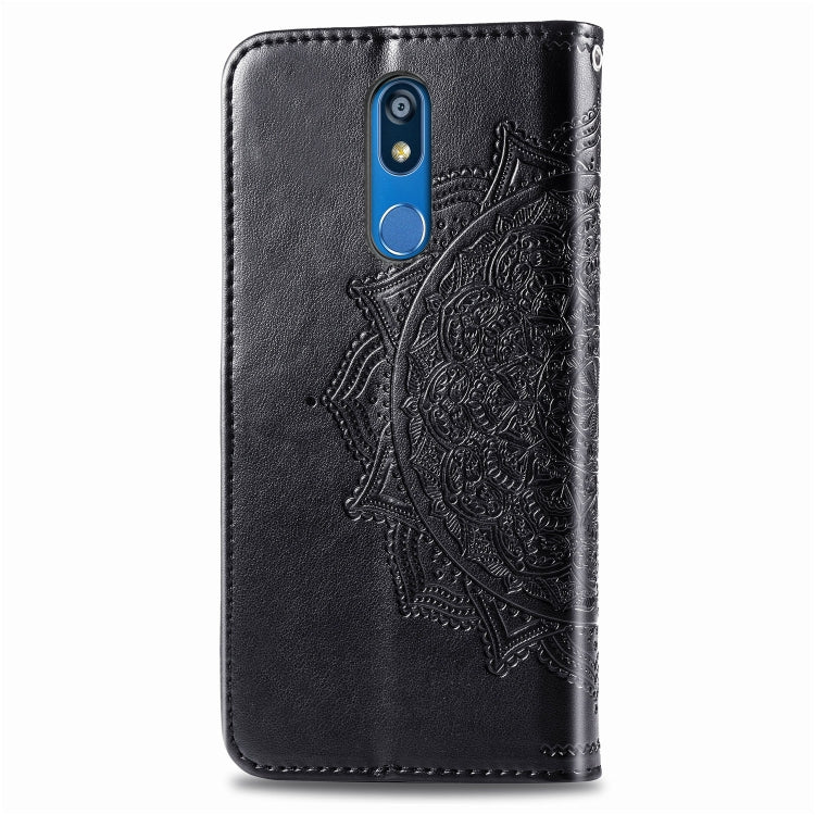 For LG K40 Halfway Mandala Embossing Pattern Horizontal Flip Leather Case with Holder & Card Slots & Wallet & Lanyard