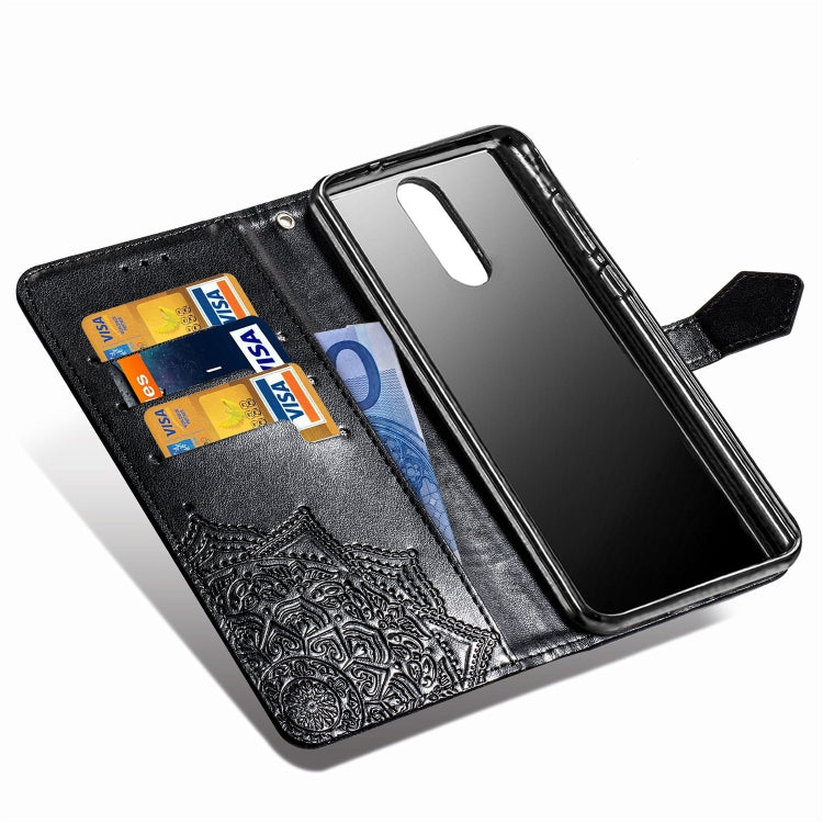 For LG K40 Halfway Mandala Embossing Pattern Horizontal Flip Leather Case with Holder & Card Slots & Wallet & Lanyard