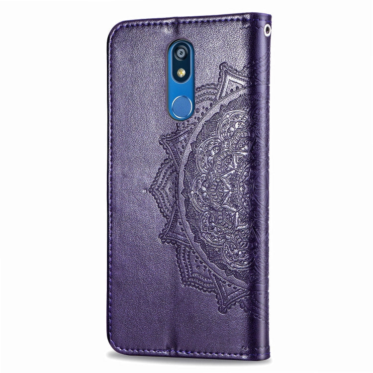 For LG K40 Halfway Mandala Embossing Pattern Horizontal Flip Leather Case with Holder & Card Slots & Wallet & Lanyard