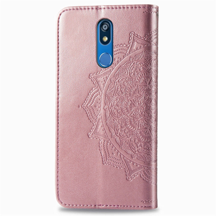 For LG K40 Halfway Mandala Embossing Pattern Horizontal Flip Leather Case with Holder & Card Slots & Wallet & Lanyard