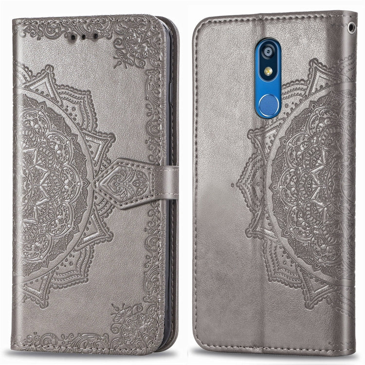 For LG K40 Halfway Mandala Embossing Pattern Horizontal Flip Leather Case with Holder & Card Slots & Wallet & Lanyard