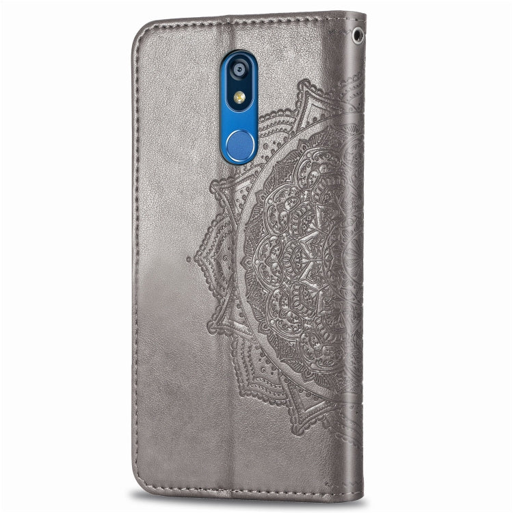 For LG K40 Halfway Mandala Embossing Pattern Horizontal Flip Leather Case with Holder & Card Slots & Wallet & Lanyard