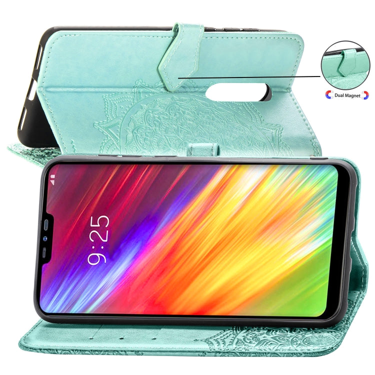 For LG Q9 Halfway Mandala Embossing Pattern Horizontal Flip Leather Case with Holder & Card Slots & Wallet & Lanyard