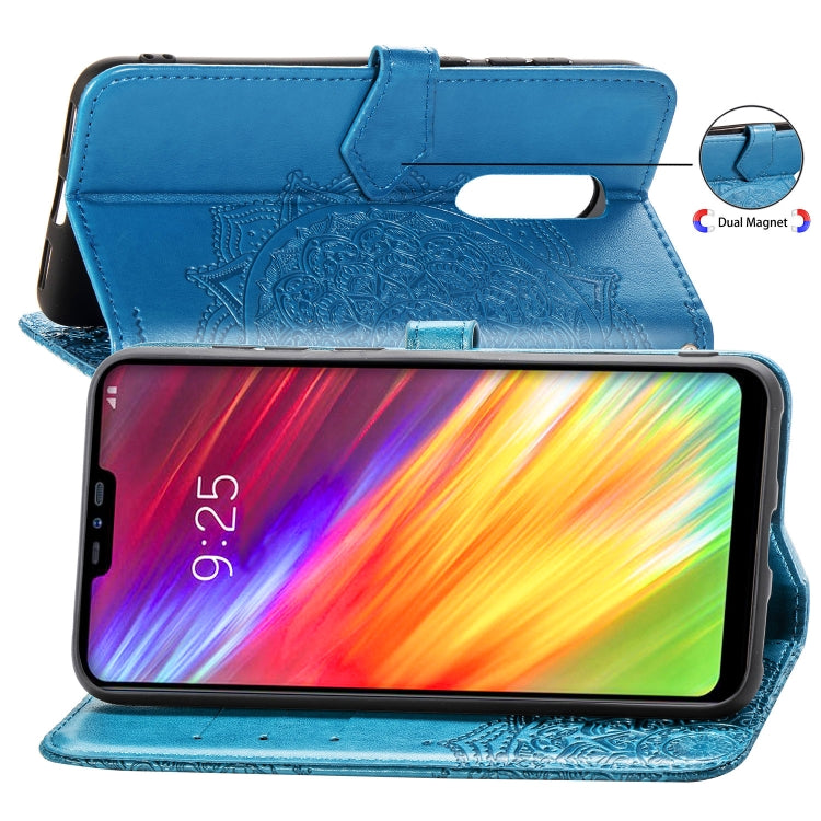 For LG Q9 Halfway Mandala Embossing Pattern Horizontal Flip Leather Case with Holder & Card Slots & Wallet & Lanyard