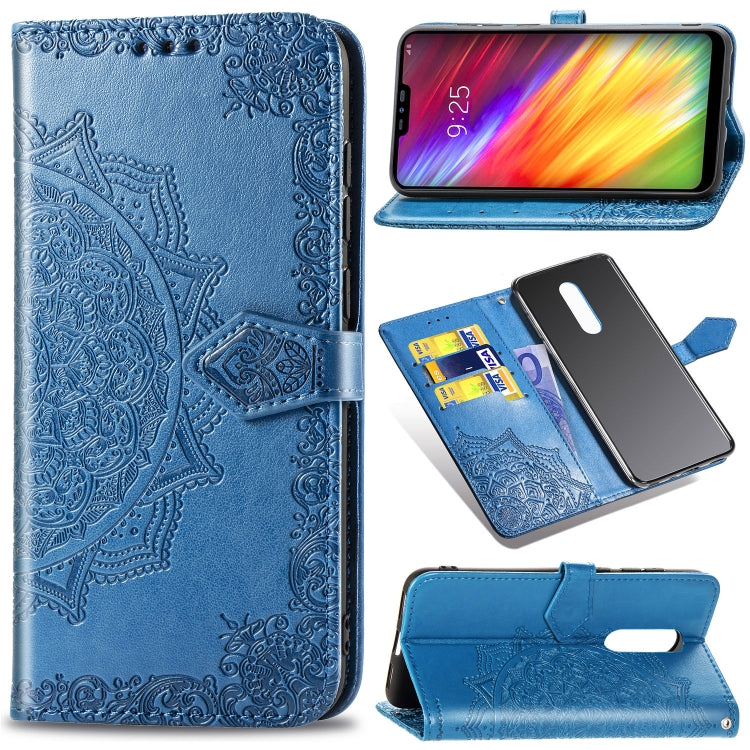 For LG Q9 Halfway Mandala Embossing Pattern Horizontal Flip Leather Case with Holder & Card Slots & Wallet & Lanyard