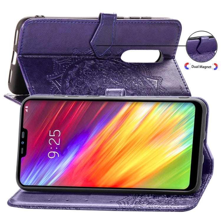 For LG Q9 Halfway Mandala Embossing Pattern Horizontal Flip Leather Case with Holder & Card Slots & Wallet & Lanyard