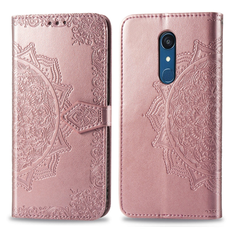 For LG Q9 Halfway Mandala Embossing Pattern Horizontal Flip Leather Case with Holder & Card Slots & Wallet & Lanyard