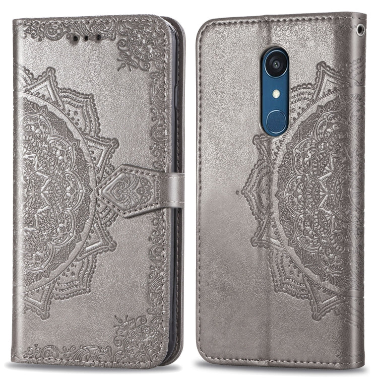 For LG Q9 Halfway Mandala Embossing Pattern Horizontal Flip Leather Case with Holder & Card Slots & Wallet & Lanyard