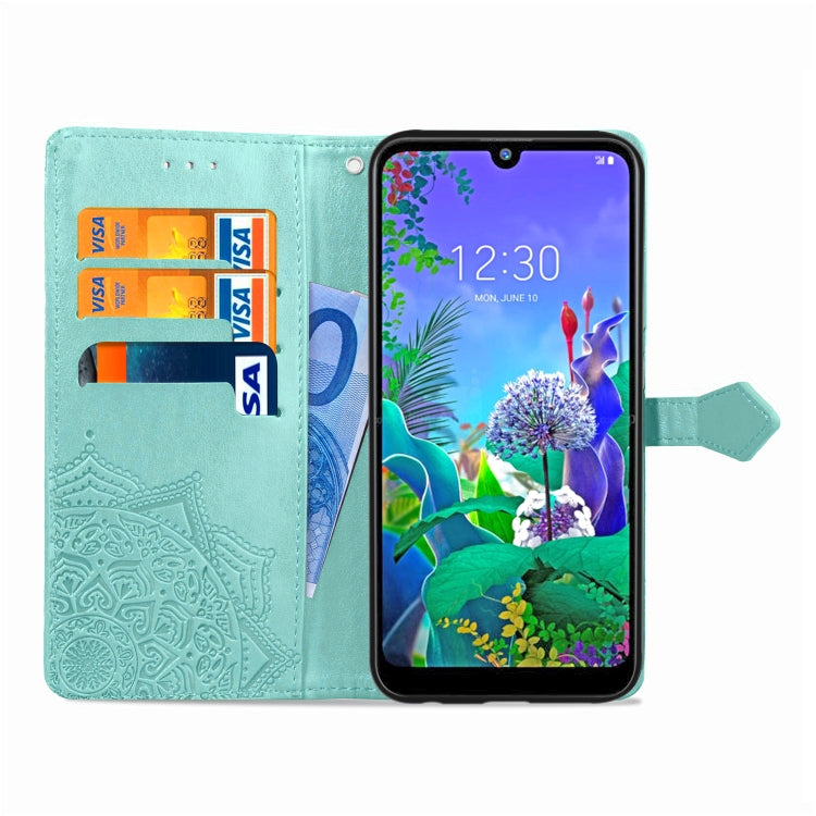 For LG Q60 Halfway Mandala Embossing Pattern Horizontal Flip Leather Case with Holder & Card Slots & Wallet & Lanyard