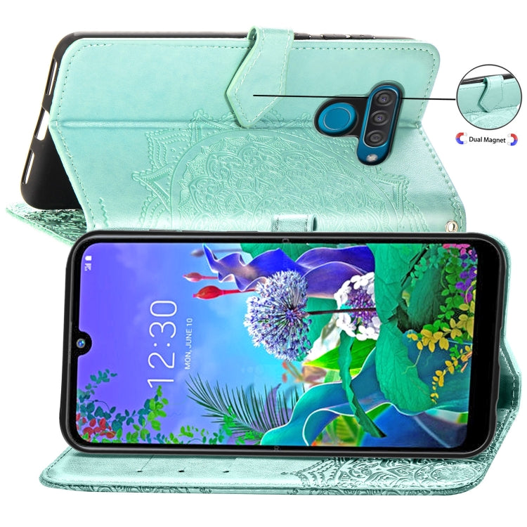 For LG Q60 Halfway Mandala Embossing Pattern Horizontal Flip Leather Case with Holder & Card Slots & Wallet & Lanyard